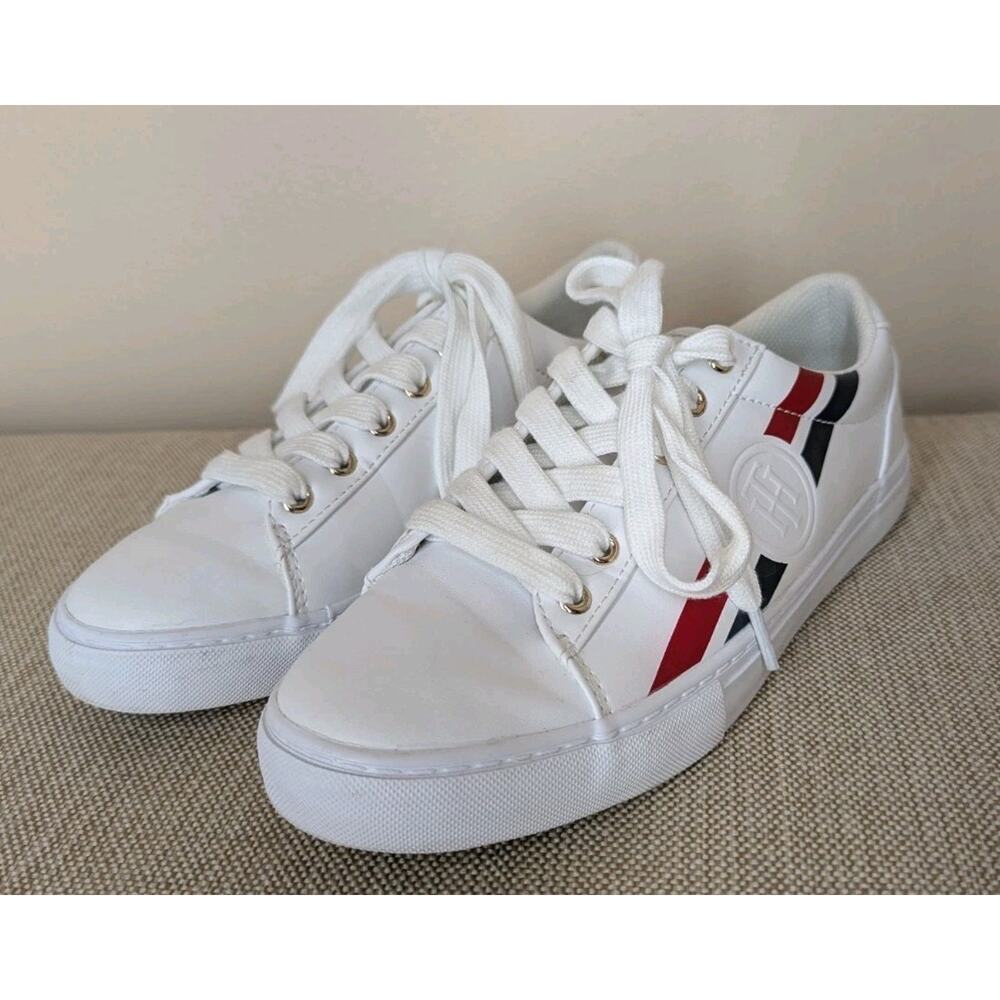 Tommy Hilfiger Women's Lindee Striped Sneakers Size 7M Red White Blue Preppy